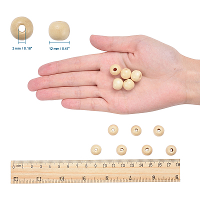 Natural Wood Beads TB12mmY-13-1