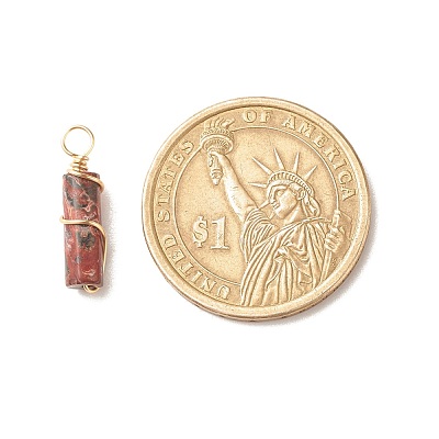 Natural Leopard Skin Jasper Pendants PALLOY-JF01453-04-1