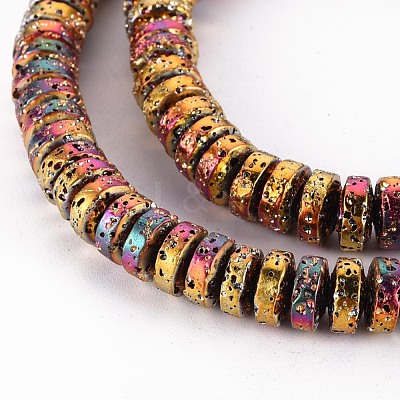 Electroplated Natural Lava Rock Beads Strands G-T114-69C-1