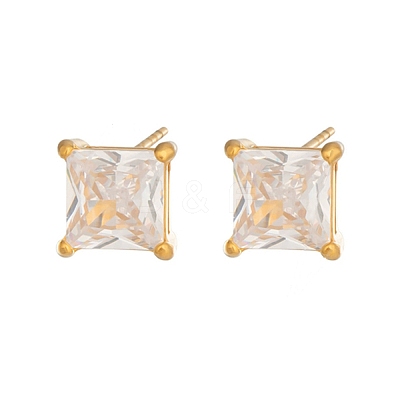 304 Stainless Steel Micro Pave Cubic Zirconia Stud Earrings EJEW-Z165-01G-01-1