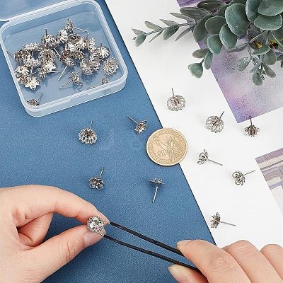 30Pcs 3 Style 304 Stainless Steel Stud Earring Findings STAS-UN0031-93-1