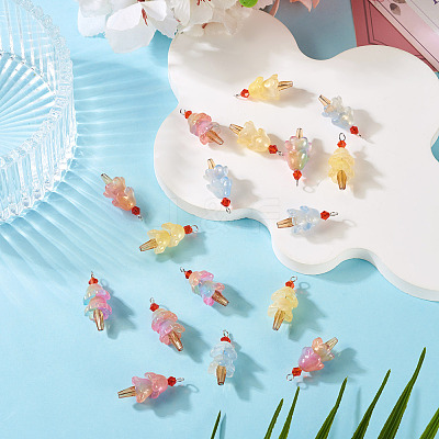 20Pcs 4 Styles Glass Ice Cream Pendants PALLOY-TAC0242-03-1