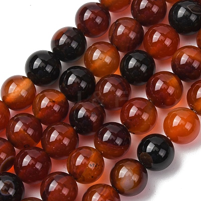 Dyed Natural Agate Round Beads Strands G-E321B-10mm-02-1