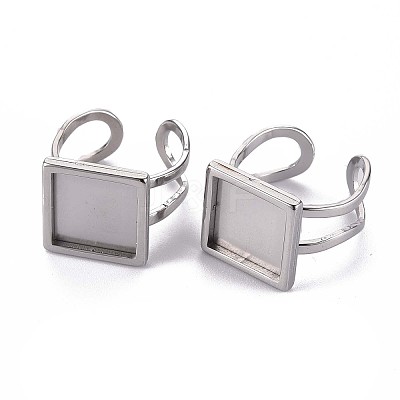 Tarnish Resistant 201 Stainless Steel Cuff Pad Ring Settings STAS-S080-041B-P-1