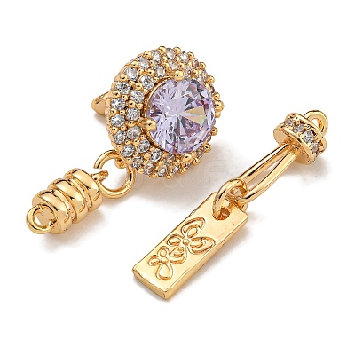 Brass Micro Pave Clear Cubic Zirconia Fold Over Clasps KK-U037-24G-02-1