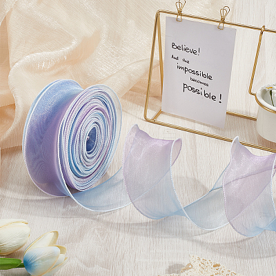 1 Bag Gradient Color Organza Ribbon OHAR-CY0001-01B-1