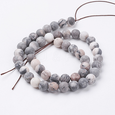 Natural Pink Zebra Jasper Beads Strands X-G-J376-46F-8mm-1
