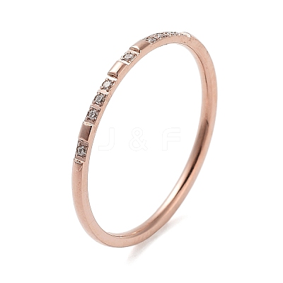 Ion Plating(IP) 304 Stainless Steel Micro Pave Clear Cubic Zirconia Finger Rings RJEW-B068-01C-RG-1