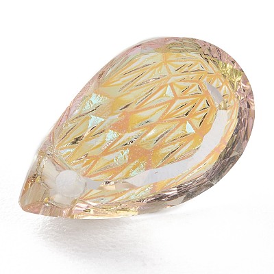 Embossed Glass Rhinestone Pendants GLAA-J101-05A-001PS-1