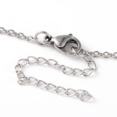 Woven Net/Web with Feather 316 Surgical Stainless Steel Anklets AJEW-AN00135-1