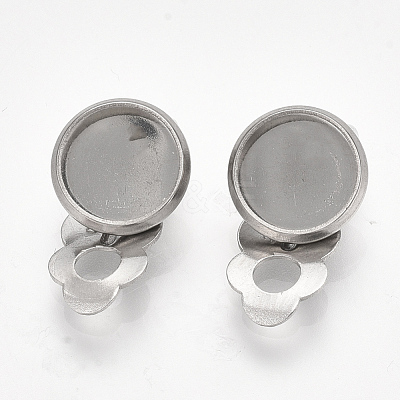 Tarnish Resistant 201 Stainless Steel Clip-on Earring Findings X-STAS-S079-81B-1