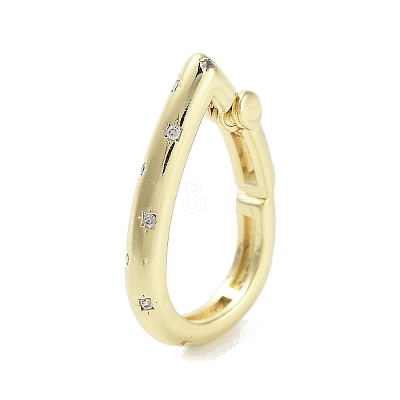Brass Micro Pave Clear Cubic Zirconia Spring Gate Rings KK-M293-52G-1