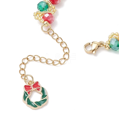 Christmas Glass & Glass Seed Beaded Bracelets for Women BJEW-MZ00228-1