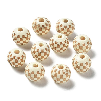 Wood Laser Engraved Tartan Beads WOOD-I011-01A-01-1