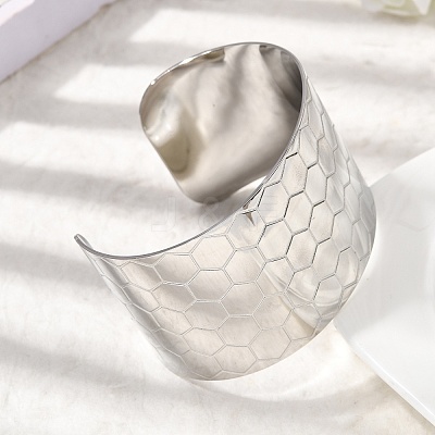 316L Surgical Stainless Steel Cuff Bangles BJEW-D454-01A-P-1