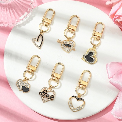 6Pcs Alloy Enamel & Rhinestone Pendant Decoration HJEW-YW00082-1