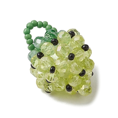 Glass Seed Beaded Pendants PALLOY-GD00003-03-1