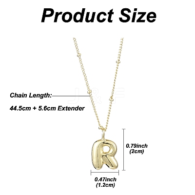1Pc Initial Letter Brass Pendant Necklaces NJEW-YW0001-24R-1