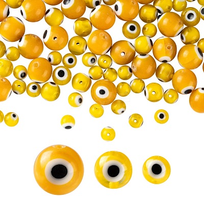 3 Strands 3 Style Handmade Evil Eye Lampwork Round Bead Strands LAMP-LS0001-12G-1