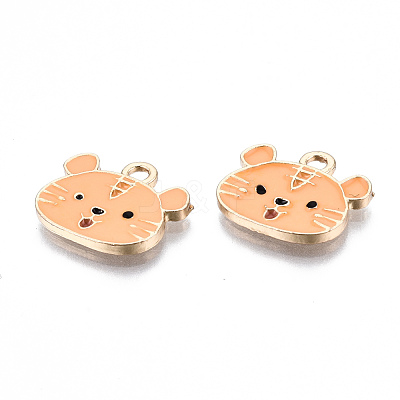 Light Gold Plated Alloy Enamel Pendants X-ENAM-T009-83B-RS-1
