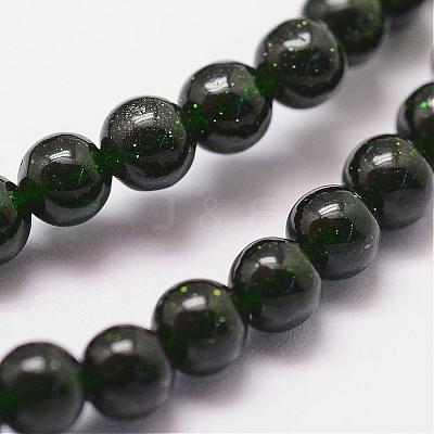 Synthetic Green Goldstone Beads Strands G-N0178-02-4mm-1