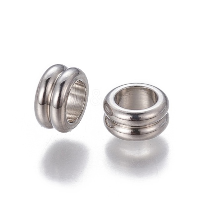 Non-Tarnish 201 Stainless Steel Grooved European Beads X-STAS-P239-03P-1