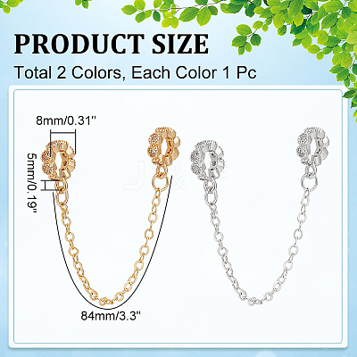 2Pcs 2 Colors Brass Micro Pave Cubic Zirconia Chain Extenders KK-WR0001-54-1