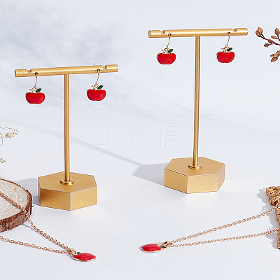 2 Sets Apple Alloy Enamel Dangle Earrings & Pendant Necklace SJEW-LP0001-01-1