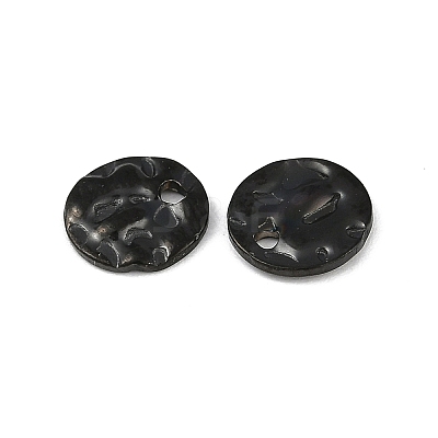304 Stainless Steel Textured Disc Charms STAS-Q336-11A-B-1