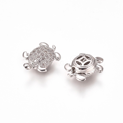 Brass Micro Pave Clear Cubic Zirconia Beads X-ZIRC-I038-25P-1