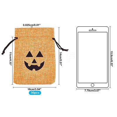 Polyester Imitation Burlap Packing Pouches Drawstring Bags ABAG-PH0002-49-1