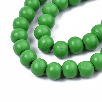Painted Natural Wood Beads Strands WOOD-S053-54E-1