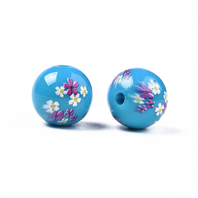 Opaque Printed Acrylic Beads MACR-T043-03F-1