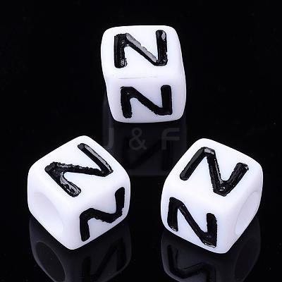 Acrylic Horizontal Hole Letter Beads PL37C9129-N-1