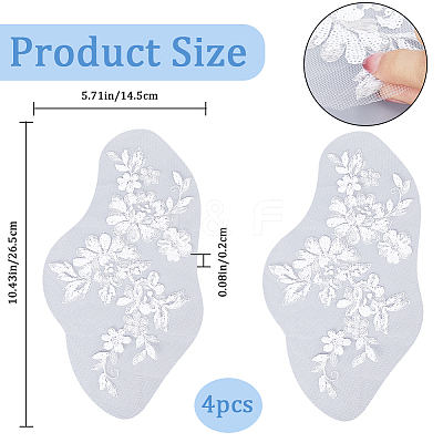Flower Polyester Embroidery Sew on Appliques PATC-WH0012-32C-1
