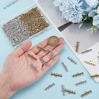 120Pcs 2 Colors Tibetan Style Alloy Chandelier Components Links FIND-GO0003-39-1