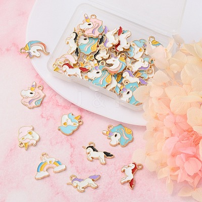 40Pcs 10 Style Alloy Enamel Pendants ENAM-SZ0002-55-1