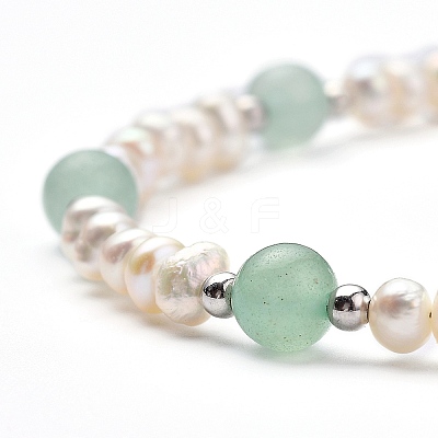 Natural Amazonite Beaded Bracelets BJEW-JB05313-02-1