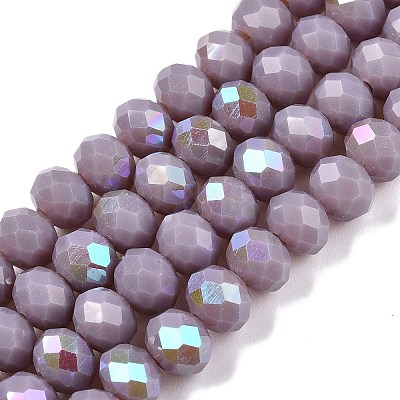 Electroplate Opaque Solid Color Glass Beads Strands EGLA-A044-P6mm-L13-1