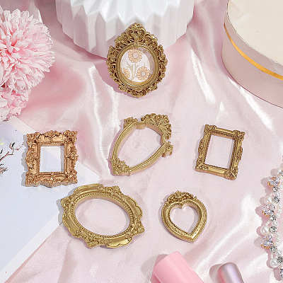12Pcs 6 Styles Resin Embossed Photo Frames AJEW-AR0005-59B-1