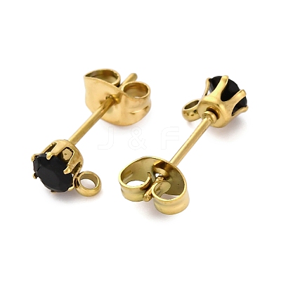 Ion Plating(IP) 304 Stainless Steel Cubic Zirconia Stud Earring Findings STAS-P373-04A-G02-1