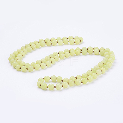 Natural Lemon Jade Beaded Necklaces X-NJEW-P202-36-B13-1