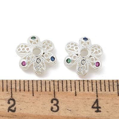 Brass Micro Pave Cubic Zirconia Bead Caps ZIRC-F141-16S-1