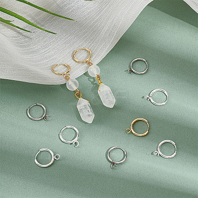 12Pcs 3 Colors 201 Stainless Steel Huggie Hoop Earring Findings STAS-UN0057-49-1