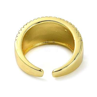 Textured Brass with Cubic Zirconia Open Cuff Ring RJEW-B051-16G-1