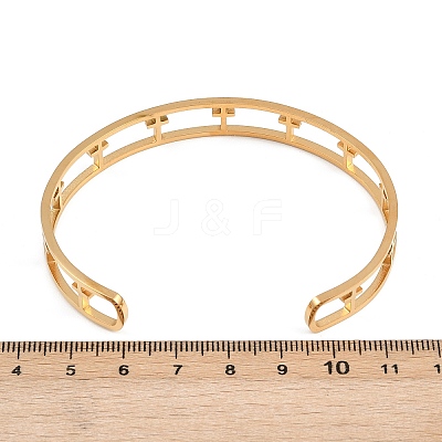 304 Stainless Steel Cuff Bangles for Women LS-BJEW-S181-02G-A-1