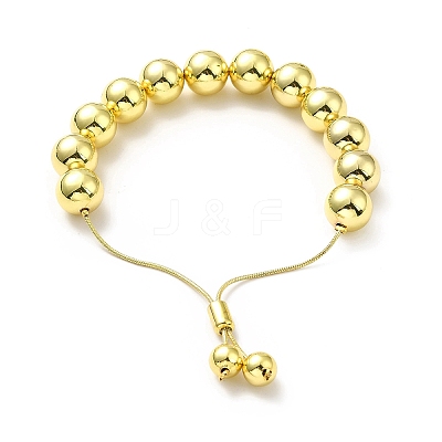 Rack Plating Brass Round Bead Slider Bracelets for Women BJEW-M232-01G-E-1
