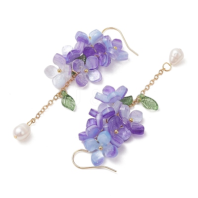 Shell Pearl Dangle Earrings EJEW-TA00617-1