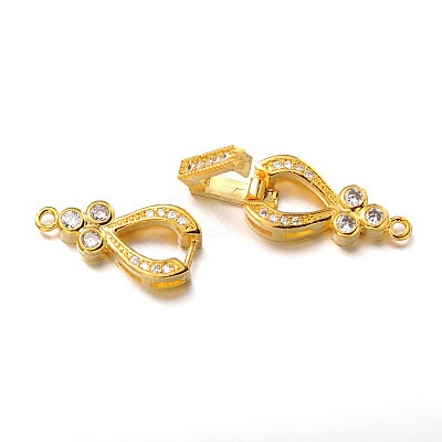 Brass Micro Pave Cubic Zirconia Fold Over Clasps ZIRC-F013-01G-FF-1