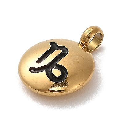 304 Stainless Steel Black Enamel Charms STAS-R009-02G-05-1
